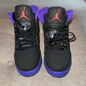 Nike Air Jordan 5 Retro GG Shoes Raptors Black Purple 440892-017 Size 7Y.